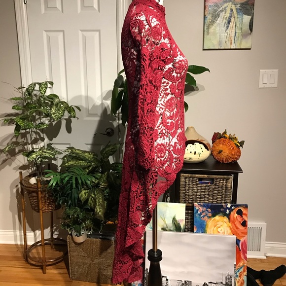 Lace High low floral long sleeve steampunk whimsgoth coastal cottage Victorian - Picture 3 of 6